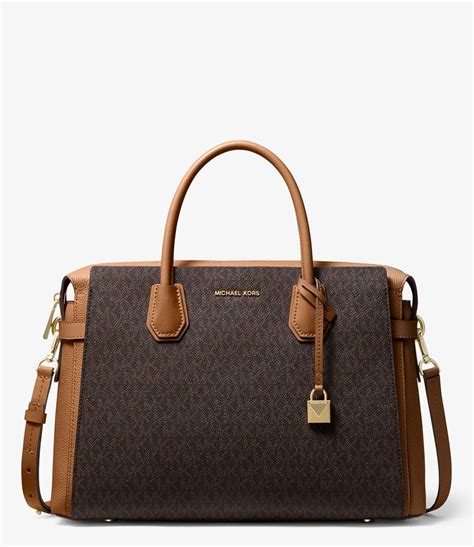 michael michael kors mercer belted tricolor pebble leather satchel|Michael Kors emilia medium satchel.